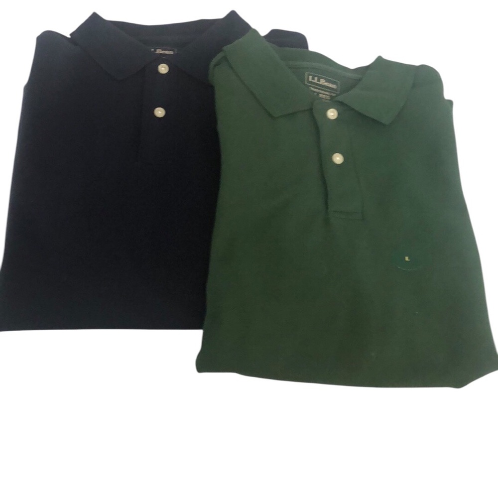 L.L. Bean Men's Casual Button Down Shirts - Black and Green